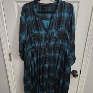 Torrid Teal and Black Plaid Dress